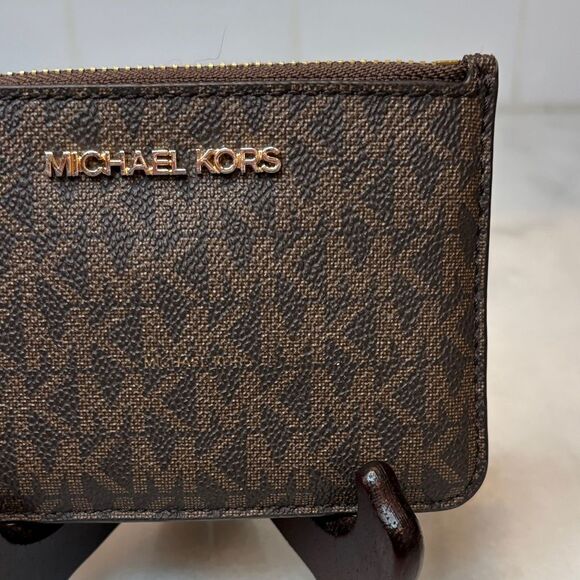 Michael Kors Signature Logo MK Card Holder Key Chain Wristlet - Picture 3 of 16